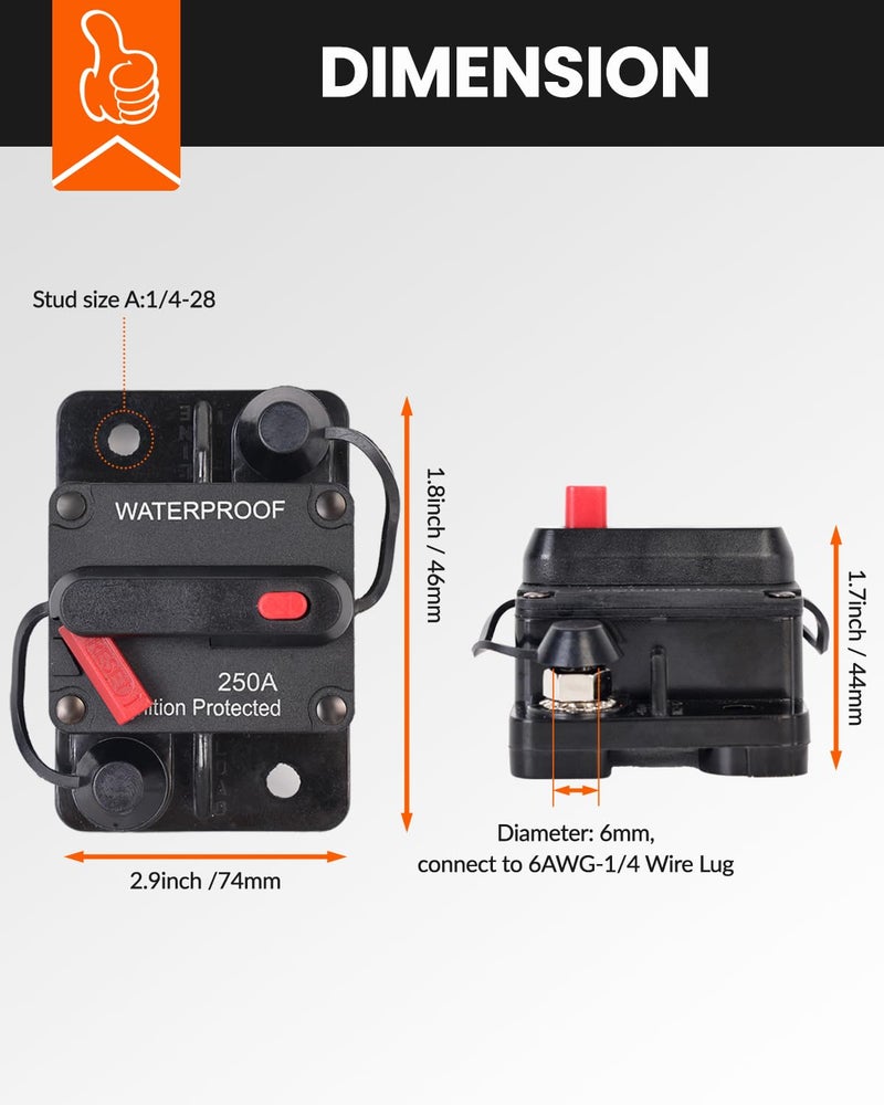 BULVACK 30 Amp Circuit Breaker for Boat Trolling Motor Marine ATV Trailer Vehicles Stereo Audio Electronic Battery Solar System Inline Fuse with Manual Reset Switch Waterproof DC 12V-48V (30A) - Image 5